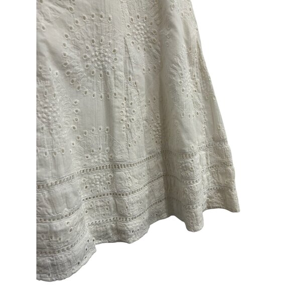 Nue Options White Eyelet A Line Cotton Short Cottagecore Skirt SZ 4 Petite - Picture 4 of 8